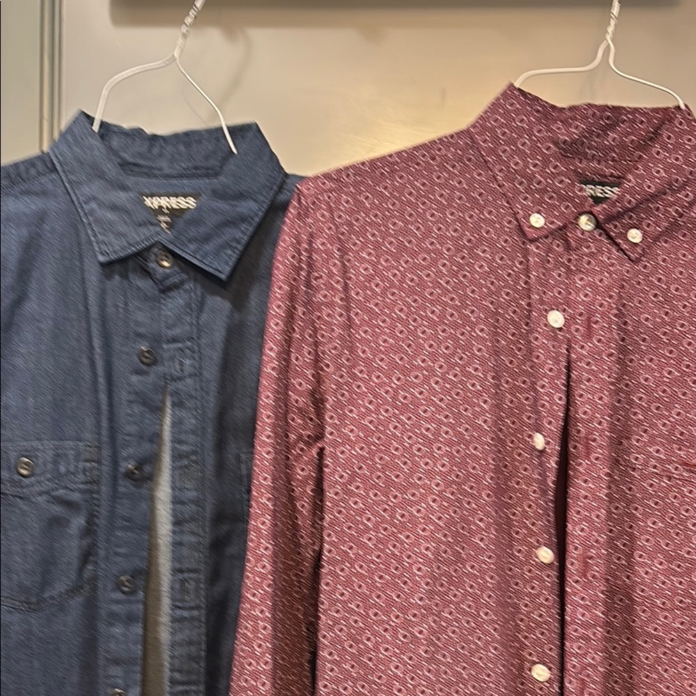 Express Casual Red and Blue Button Down Shirts
